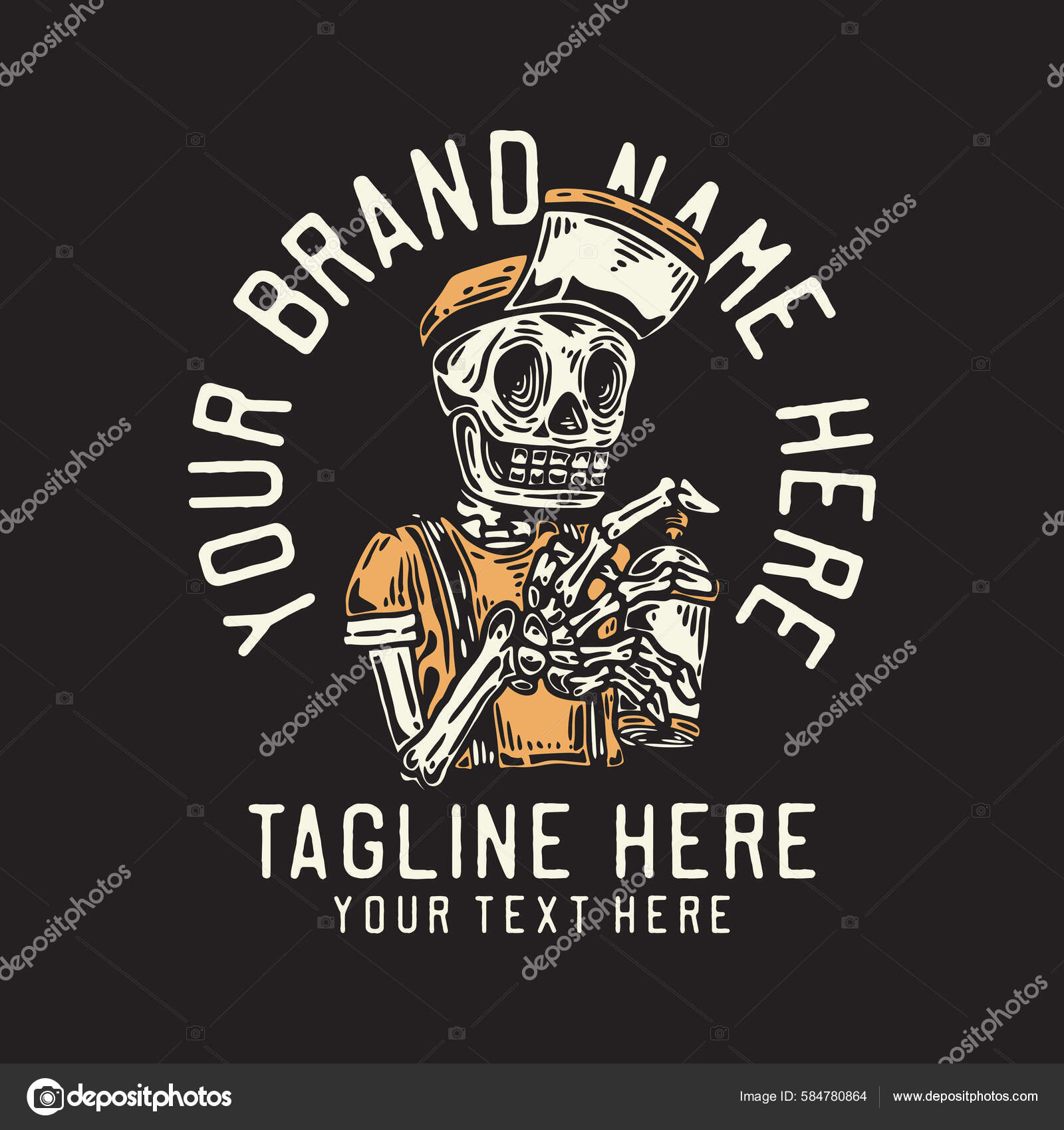 Skeleton Holding Spray Paint Vintage Shirt Design Template Stock Vector