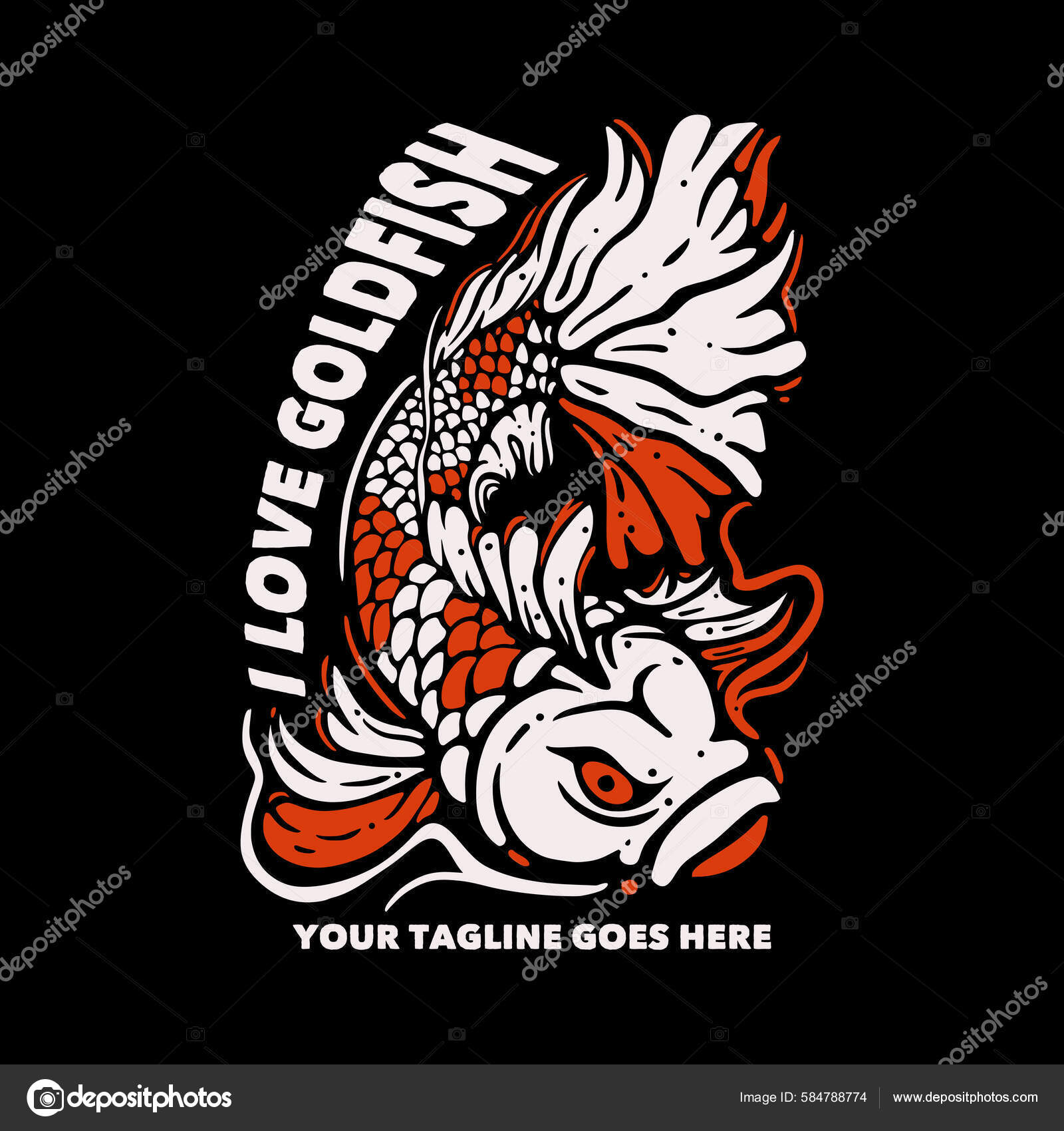 Дизайн Рубашки Люблю Золотую Рыбку Сердитыми Золотыми Рыбками.