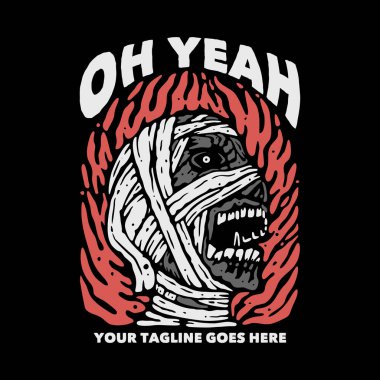 Gömlek tasarımı. Evet, mumya ve siyah arkaplan resimli.