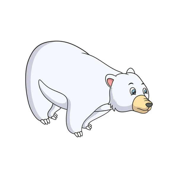 Ilustracja Kreskówki Niedźwiedź Polarny Stoi Patrzy Wodę Szukając Ryb Jedzenia — Wektor stockowy