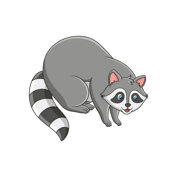 Cartoon Illustration Raccoon Gathering Leaves Big Tree Make Nest Live — Stockový vektor