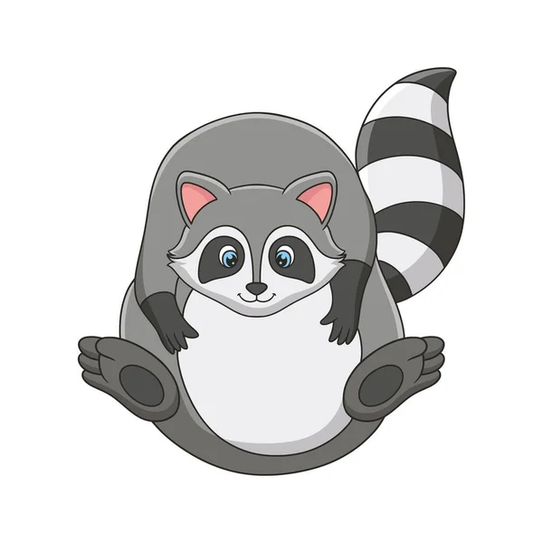 Cartoon Illustration Raccoon Looks Full Eating Too Much Can Anything — Vettoriale Stock