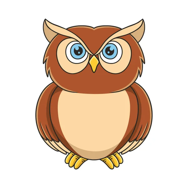 Cartoon Illustration Owl Standing Front His House Big Tree Trunk — ストックベクタ