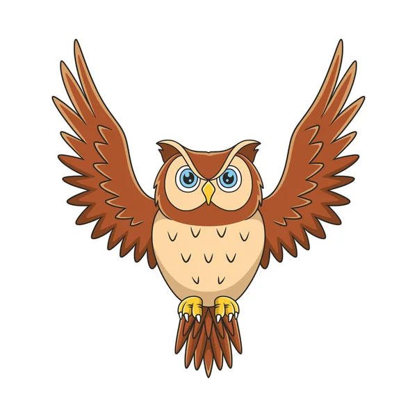 Çizgi film çizimi ormandaki dolunay ışığında gururla uçan bir baykuş.