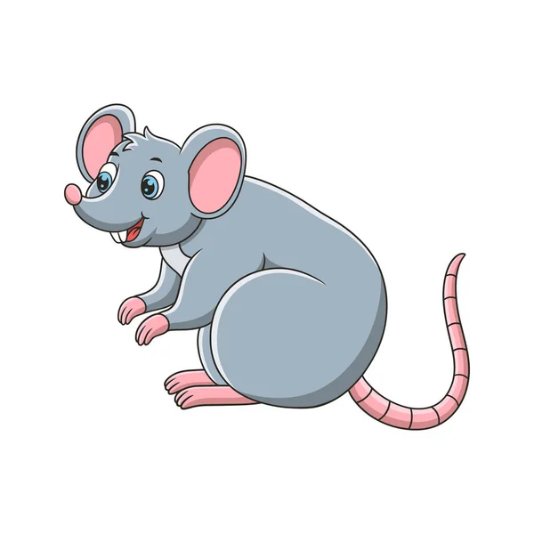 Dessin Animé Rat Illustration Est Debout Sur Morceau Journal Qui — Image vectorielle
