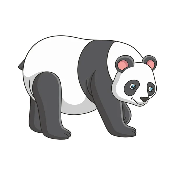 Rajzfilm Illusztráció Egy Panda Sétál Egy Sziklán Erdő Közepén Keres — Stock Vector