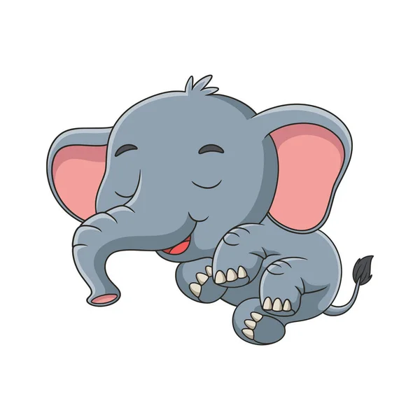 Desenho Animado Ilustração Elefante Adormecido Cogumelo Gigante Durante Dia — Vetor de Stock