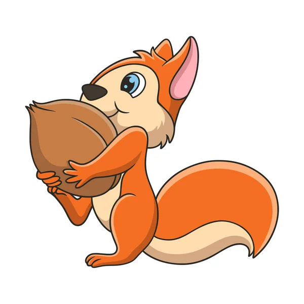 Cartoon Illustration Squirrel Gathering Food Prepare Long Dry Season — Image vectorielle