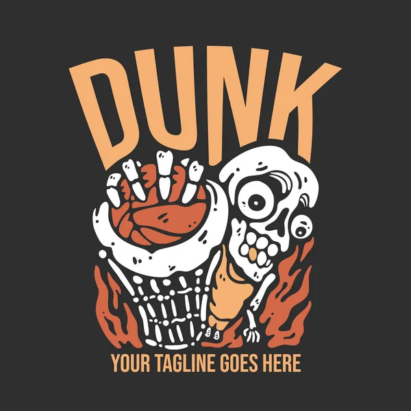 Shirt Ontwerp Dunk Met Grijze Achtergrond Vintage Illustratie — Stockvector