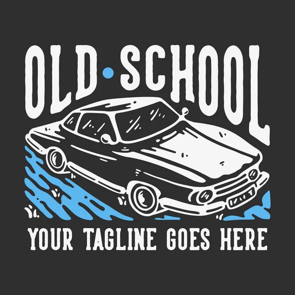 Shirt Design Old School Vintage Car Gray Background Vintage Illustration — Stockvektor