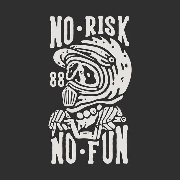 Shirt Design Risk Fun Skeleton Wearing Motocross Helmet Gray Background — Vector de stock