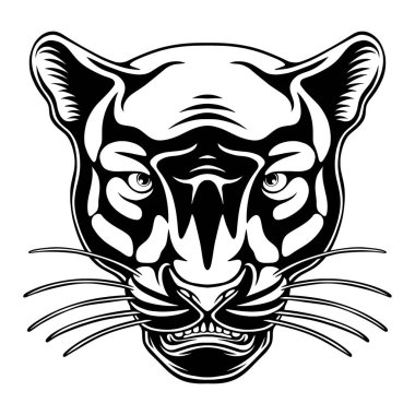 Vektör illüstrasyon Panter kafası serin ve rahat poz siyah ve beyaz tasarım