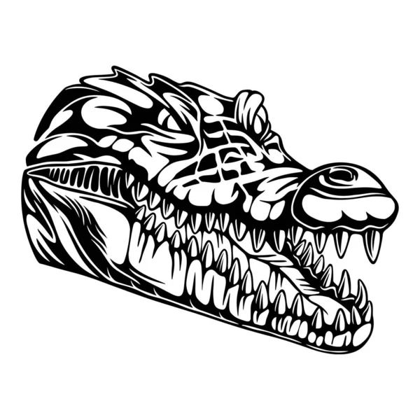 Illustration Vectorielle Tête Crocodile Cercle Avec Une Pose Effrayante Dessin — Image vectorielle