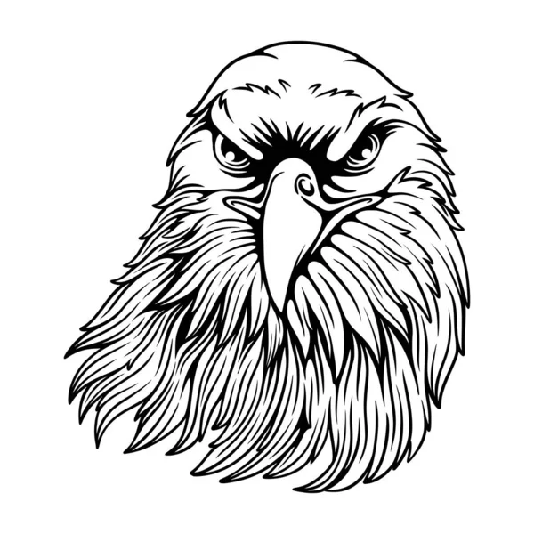 鹰的头 其姿势是跟踪猎物的黑白图案 — 图库矢量图片