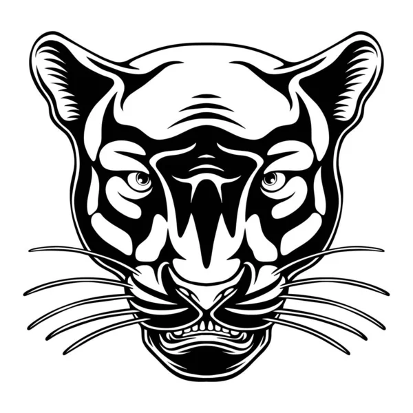 Διανυσματική Απεικόνιση Panther Κεφάλι Δροσερό Και Χαλαρό Θέτουν Μαύρο Και — Διανυσματικό Αρχείο