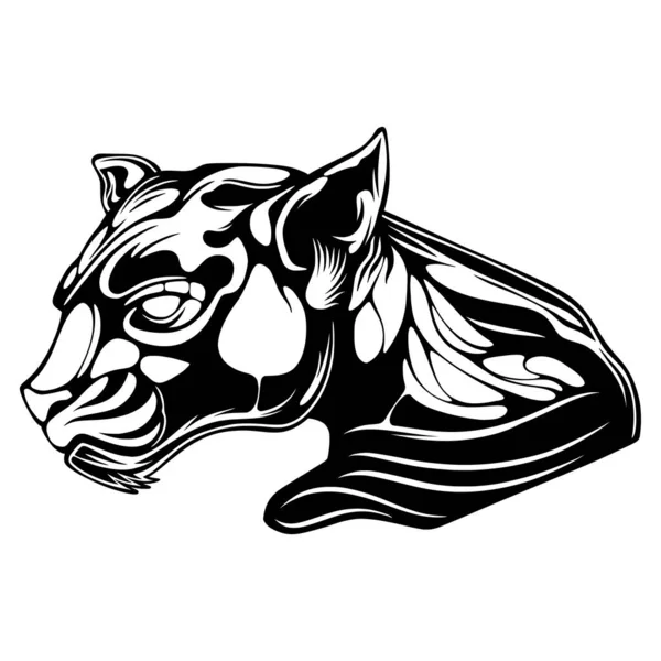 Διανυσματική Απεικόνιση Panther Κεφάλι Μπροστινό Αναζητούν Θέτουν Μαύρο Και Άσπρο — Διανυσματικό Αρχείο