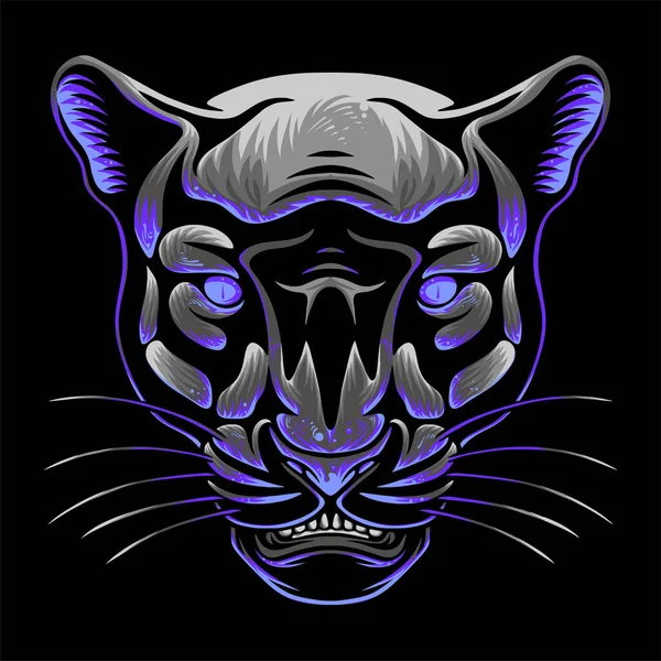 Vektor Illustration Färgglada Panther Huvud Med Cool Och Avslappnad Pose — Stock vektor