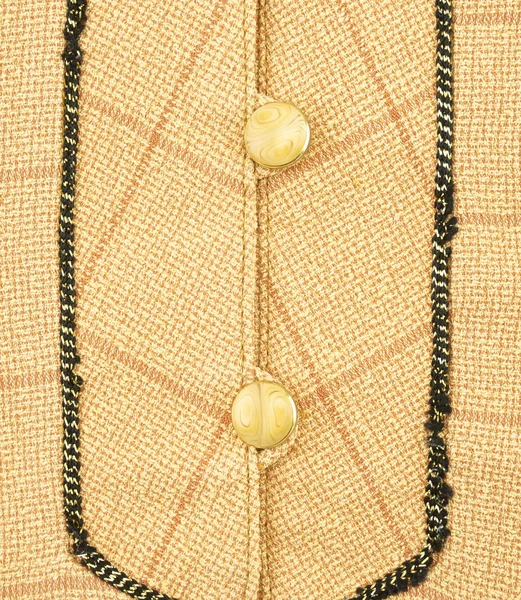 Κοντινό πλάνο κουμπί στη γυναίκα πουκάμισο κλωστοϋφαντουργικών — Φωτογραφία Αρχείου