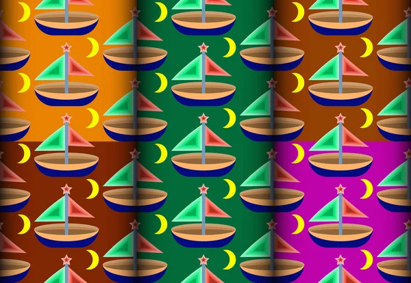 Sailboat colorful pattern — Stock Vector