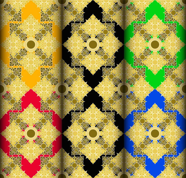 Gouden Thaise stijl complex patroon — Stockvector
