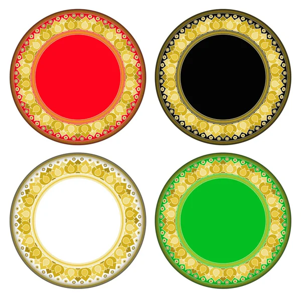 Gold lotus circle frame — Stock Vector