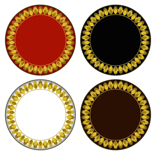 Gold fire circle frame — Stock Vector