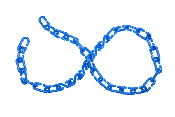 Blue plastic chain put as Infinity isolated — Stock Photo, Image