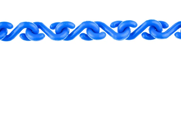 Blue plastic chain put as straight on top isolated — Stock Photo, Image