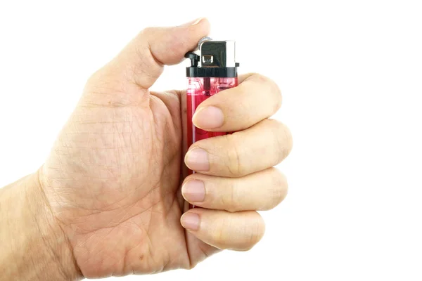 Hand hold lighter isolated — Stock Photo, Image