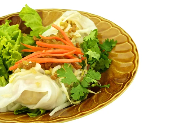 Close up wide rice noodle roll isolated — Stock Photo, Image