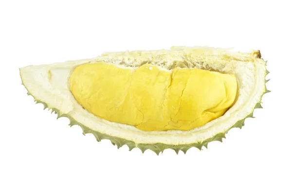 Część durian dojrzałe na białym tle — Zdjęcie stockowe