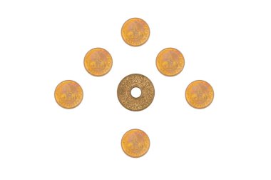 Tayland izole ok gibi eski eski ve şimdiki madeni para