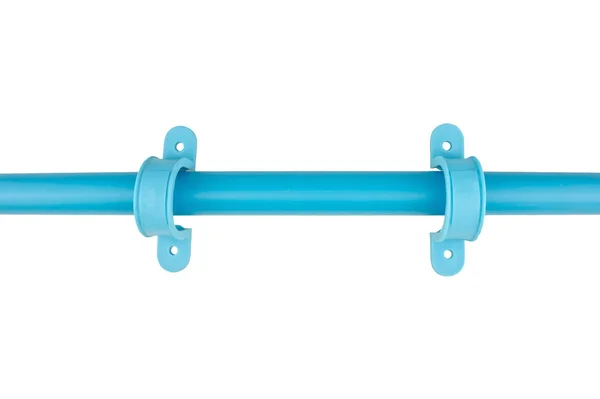 Kotwica PVC montaż kanalizacji niebieski na białym tle — Zdjęcie stockowe