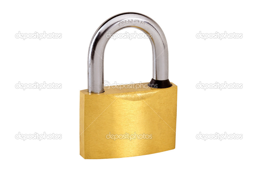  closed padlock isolated on white whit path