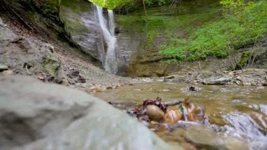 Yaz ormanındaki güzel şelale manzarası