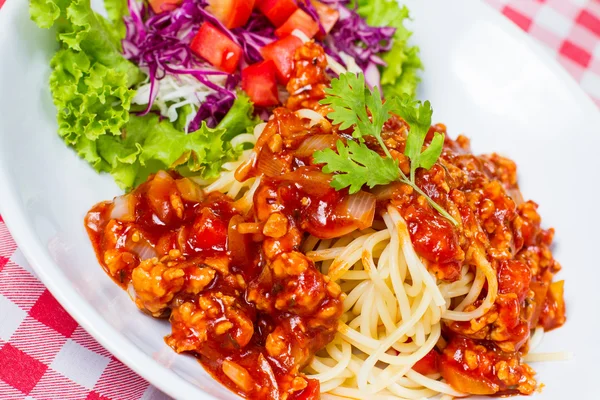 Spaghetti con carne di maiale — Foto Stock