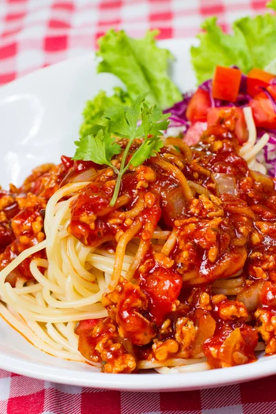 Spaghetti con carne di maiale — Foto Stock