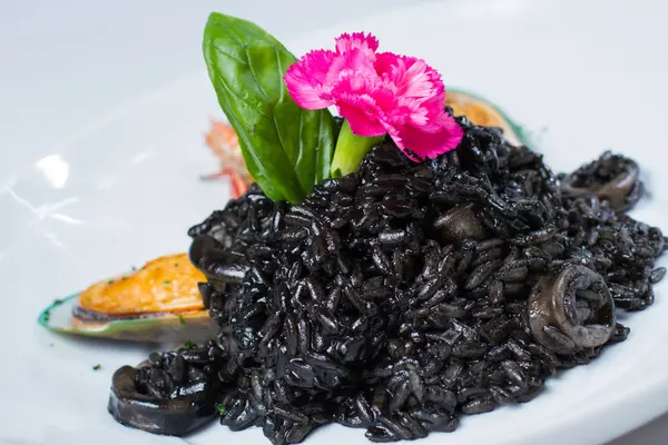 Risotto nero frutti di mare — Foto Stock