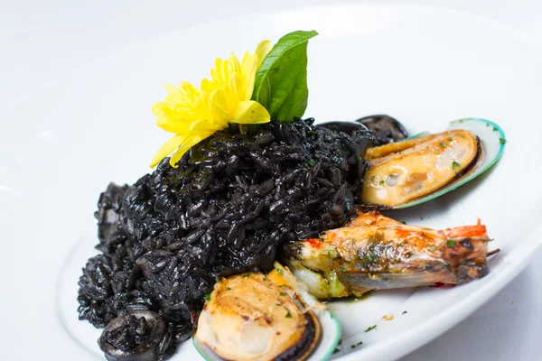 Black risotto seafood — Stock Photo, Image