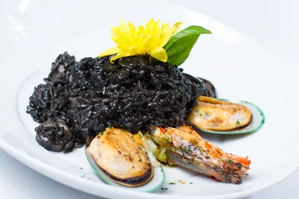 Black risotto seafood — Stock Photo, Image