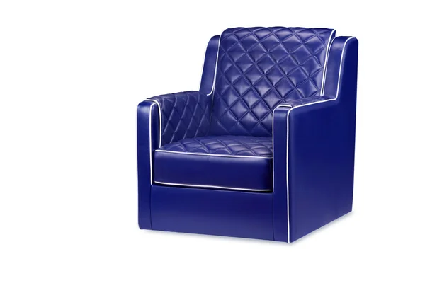 Blue Leather armchair isolated on white — Stock Photo, Image