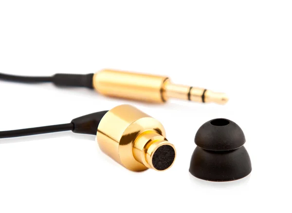 Modern portable audio earphones isolated on a white background — Stock Photo, Image