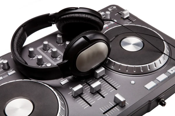 Dj mixer with headphones — Stock Photo, Image