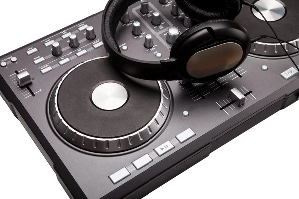 Dj mixer with headphones — Stock Photo, Image