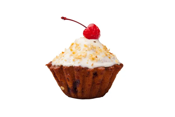 Cupcake com cereja isolada em branco Fotografia De Stock