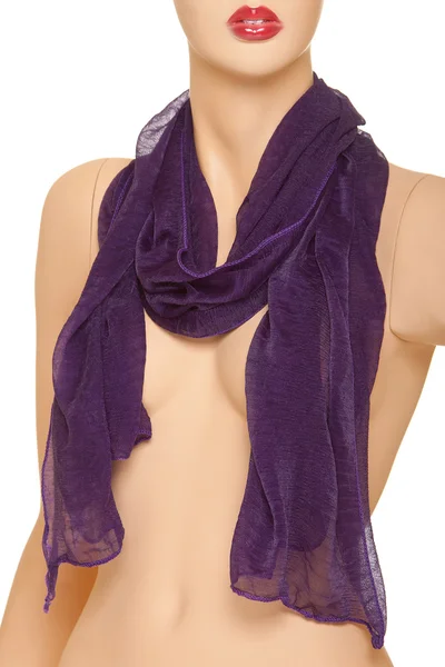 Mannequin with violet scarf — Stock Photo, Image