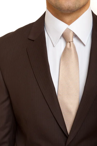 Traje marrón con corbata beige — Foto de Stock