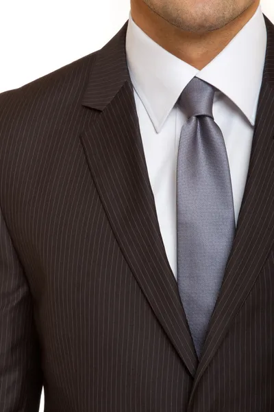Czarny garnitur, krawat szary — Zdjęcie stockowe