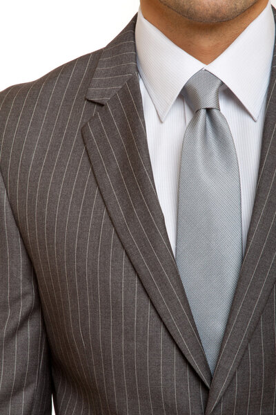 Black suit with grey tie