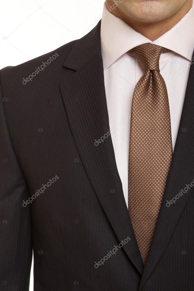 Black suit with Brown tie